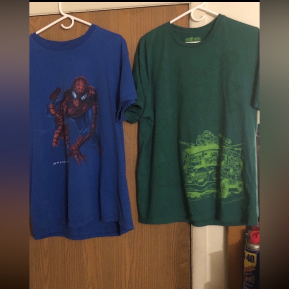 CHRISTMAS KIDS 3D TEENAGE TURTLES & SPIDER MAN SHIRT BOTH SIZE XL